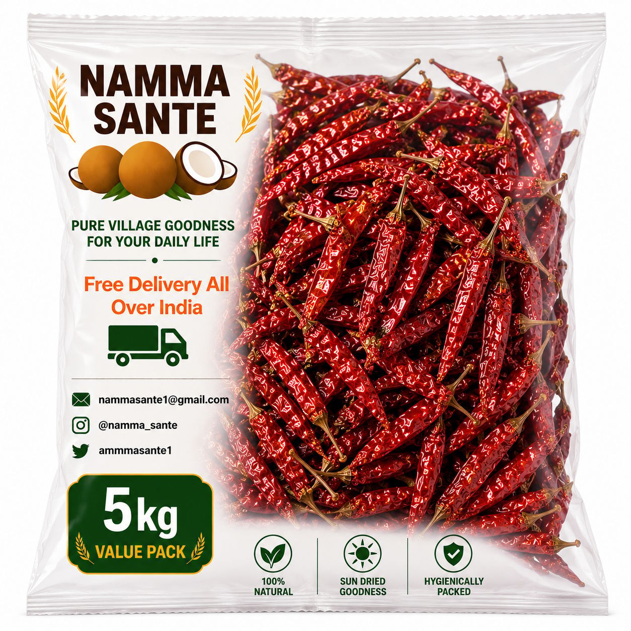 Dry Red Chilli, Sukhi Lal Mirch, Whole Red Chilli, Byadagi Chilli, Lal Mirchi 5kg
