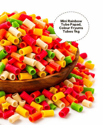 Mini Rainbow Tube Papad, Colour Fryums Tubes, Multi Colour Papad Fryums, Party Mix Tube Papad, Kids Special Rainbow Fryums 1kg