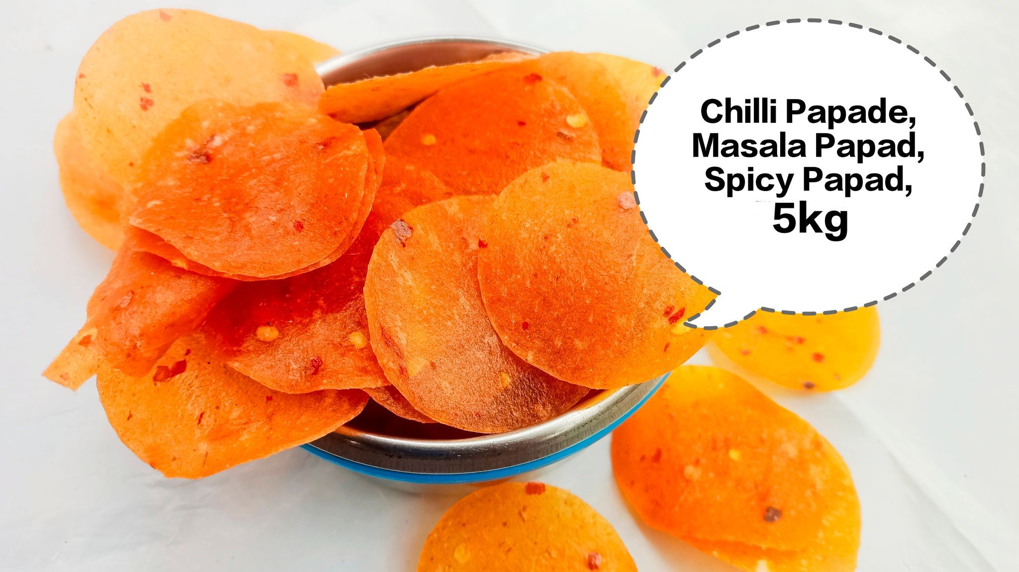 Chilli Papade, Masala Papad, Spicy Papad, Red Chilli Papad, Mirchi Papad 5kg