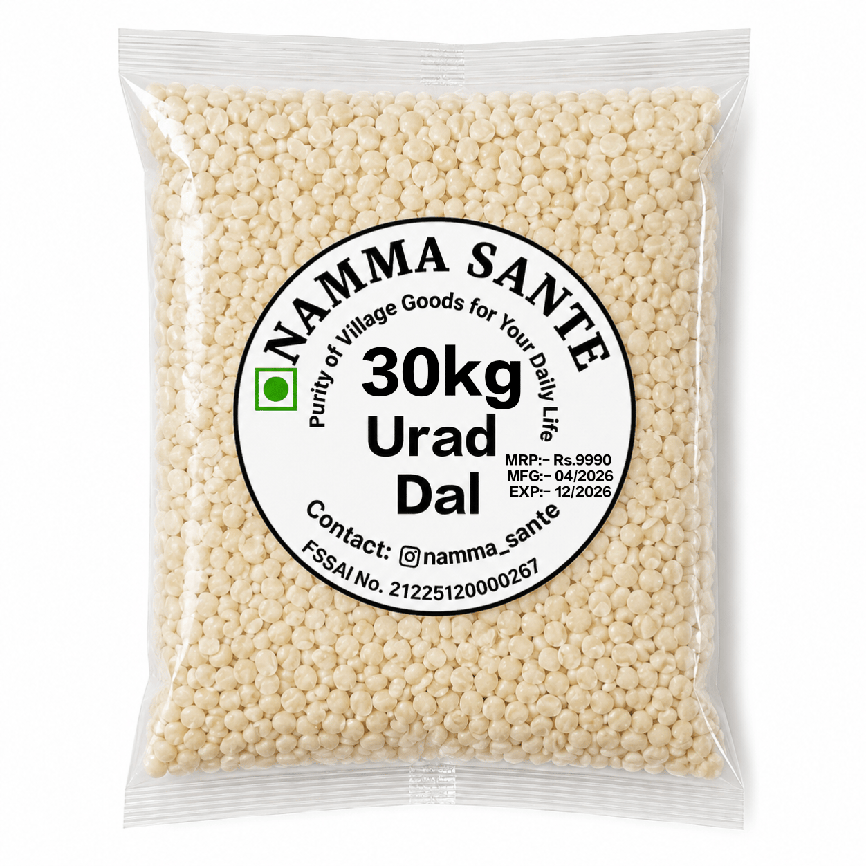 Urad Dal, White Lentils, Minapa Pappu, Ulutham Paruppu, Black Gram Dal 30kg