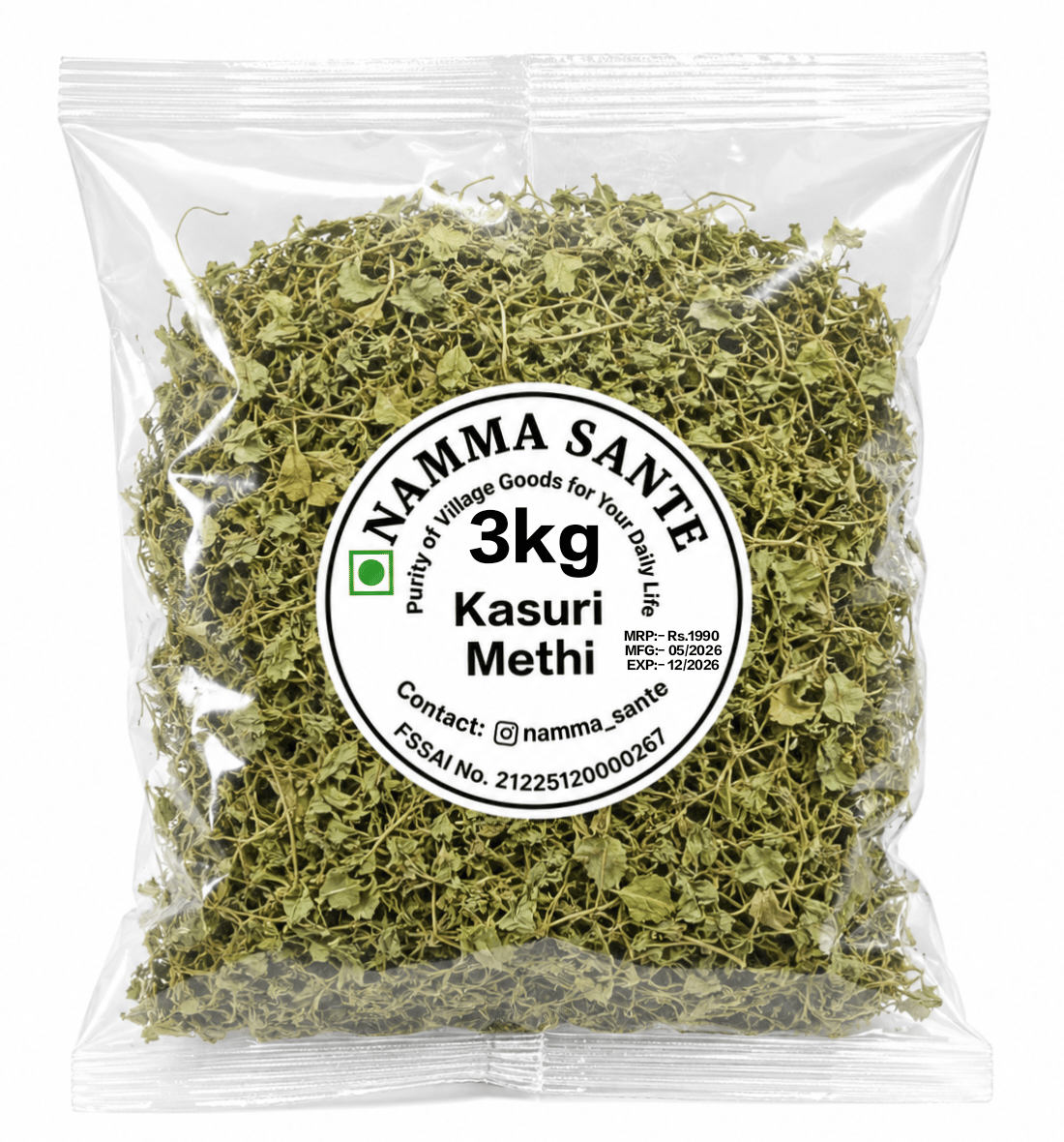 Kasuri Methi, Dry Fenugreek Leaves, Dried Methi Leaves, Kasoori Methi, Methi Flakes 3kg