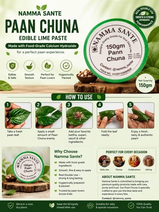 Paan Chuna, Slaked Lime Paste, Edible Lime for Paan, Calcium Hydroxide Paste, Kattha Chuna Mix 150gm