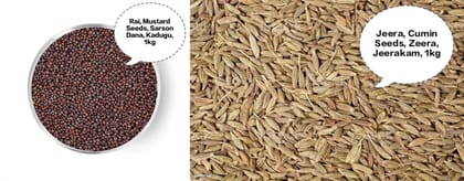 Rai Jeera Combo, Mustard Seeds & Cumin Seeds, Sarson Dana Jeera, Rai 1kg + Jeera 1kg Whole Spices, Tadka Spices Combo
