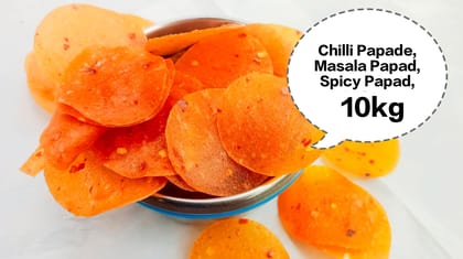 Chilli Papade, Masala Papad, Spicy Papad, Red Chilli Papad, Mirchi Papad 10kg