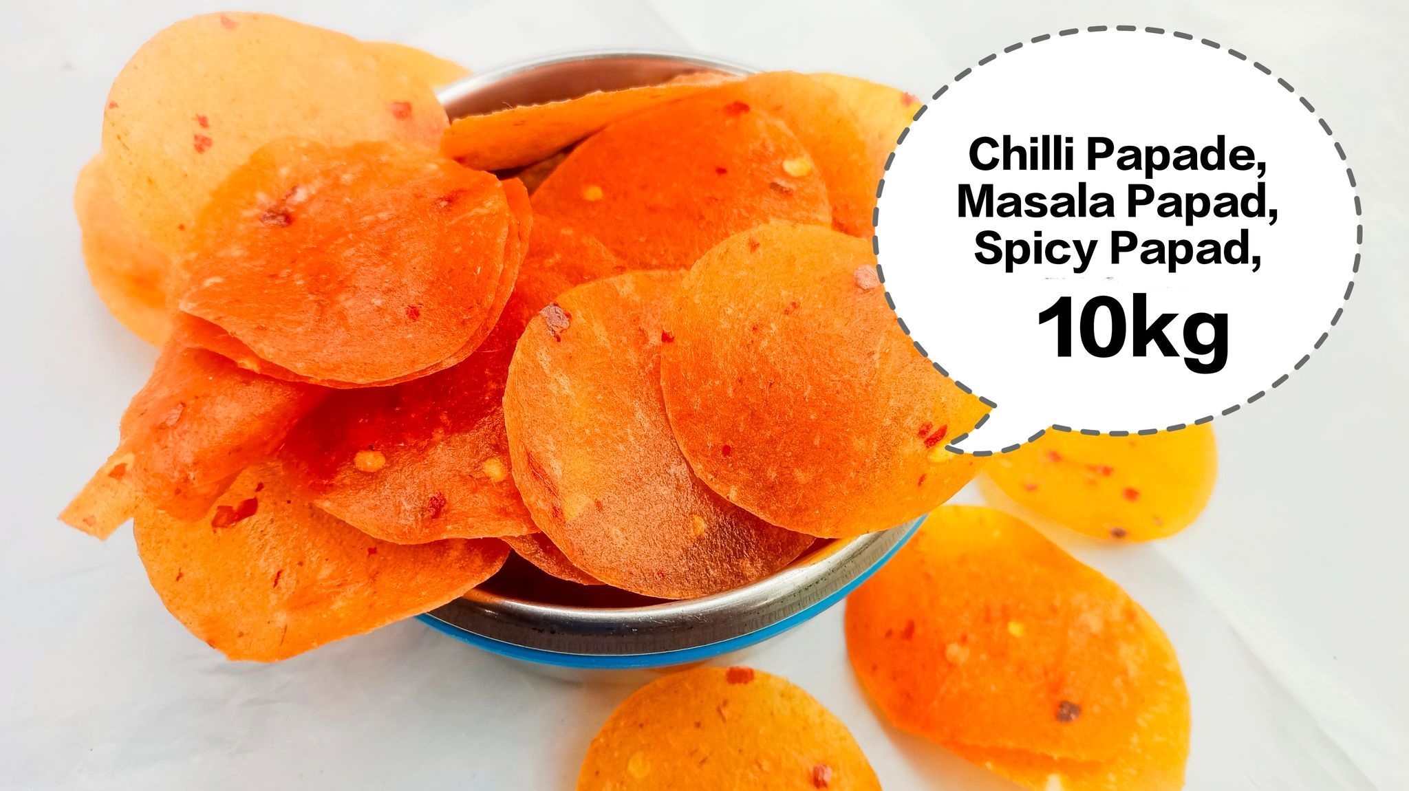 Chilli Papade, Masala Papad, Spicy Papad, Red Chilli Papad, Mirchi Papad 10kg