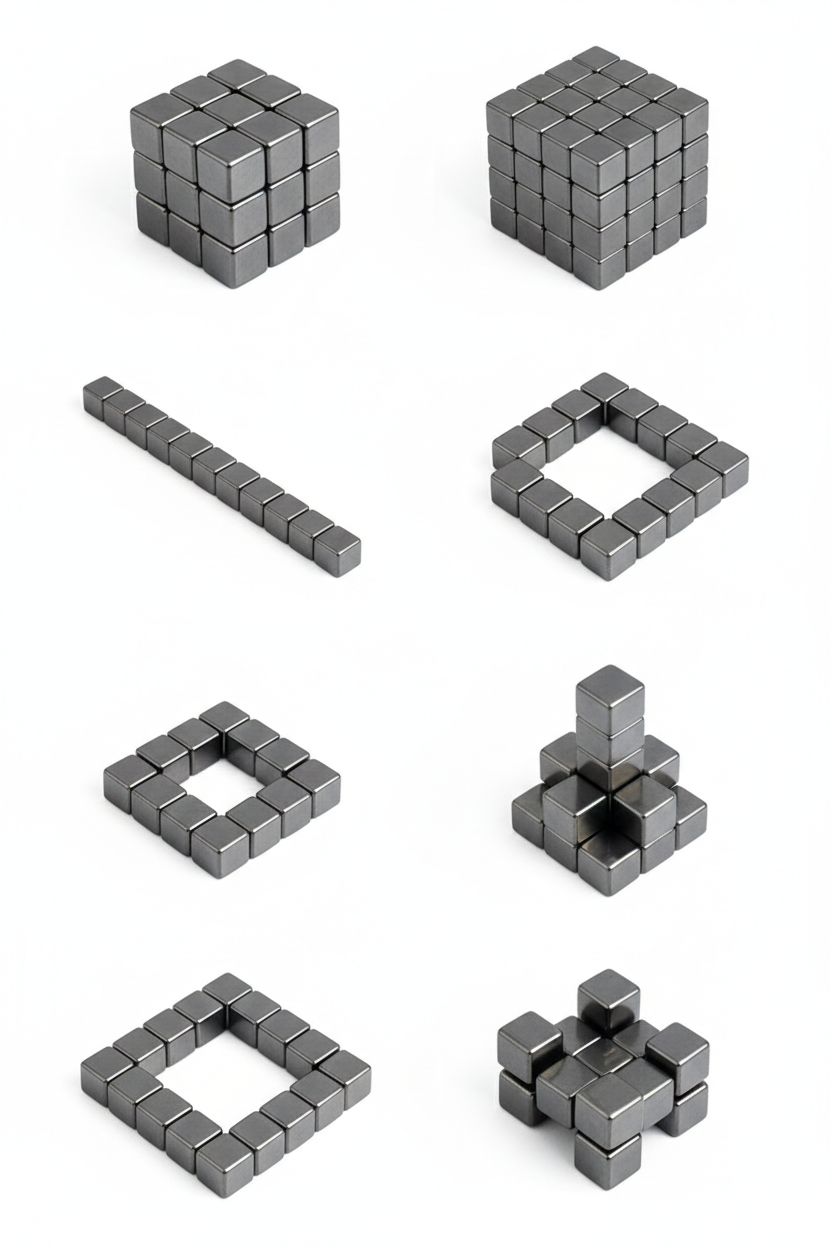 Mini Square Magnet Set, Black Square Fridge Magnet, Office Board Mini Magnet, Small Square Utility Magnet, Mini Magnetic Square Set 10piec