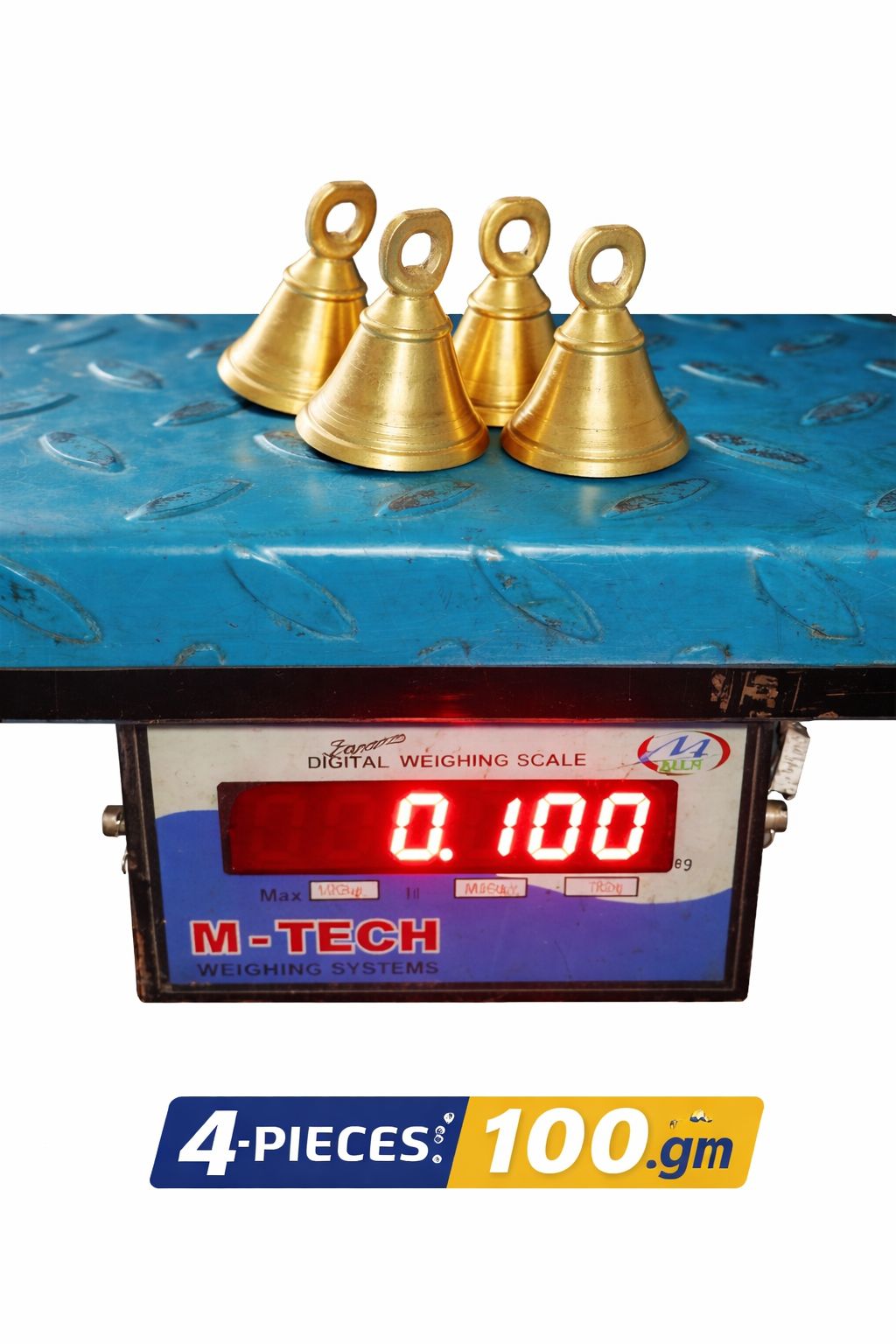 Mini Brass Bell, Small Ghanti, Decorative Bell, Puja Bell Set 100gm 4pieces