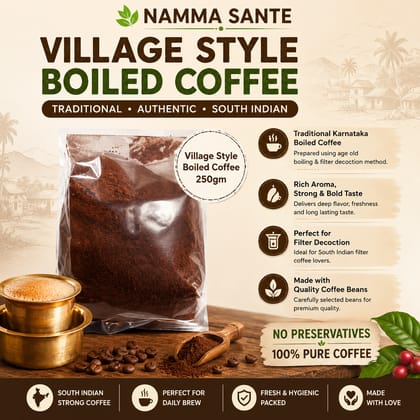 Village Style Boiled Coffee, Karnataka Village Coffee Powder, Traditional Boiled Coffee Powder, South Indian Strong Coffee Powder, Authentic Filter Decoction Coffee 250gm