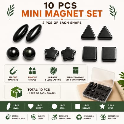 Mix Mini Magnet Set, Mini Shape Magnet Set, Metallic Mini Magnet, Magnetic Shape Mini Set, Multi Shape Mini Magnet 10piec 