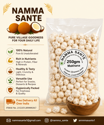 Makhana, Fox Nuts, Lotus Seeds, Phool Makhana, Gorgon Nut 250gm