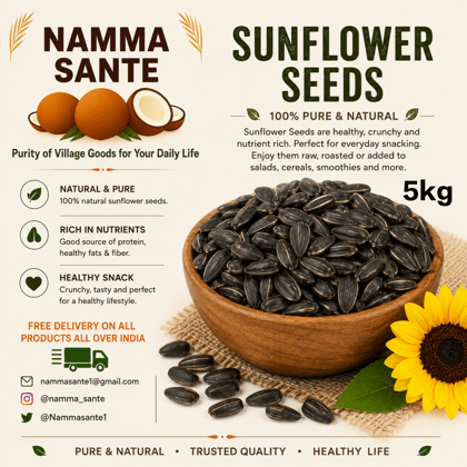Sunflower Seeds, Suryakanthi Seeds, Black Sunflower Seeds, Premium Sunflower Seeds, Natural Sunflower Seeds 5kg