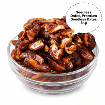 Seedless Dates, Premium Seedless Dates, Pitted Dates, Natural Seedless Khajoor, Soft Seedless Dates 3kg