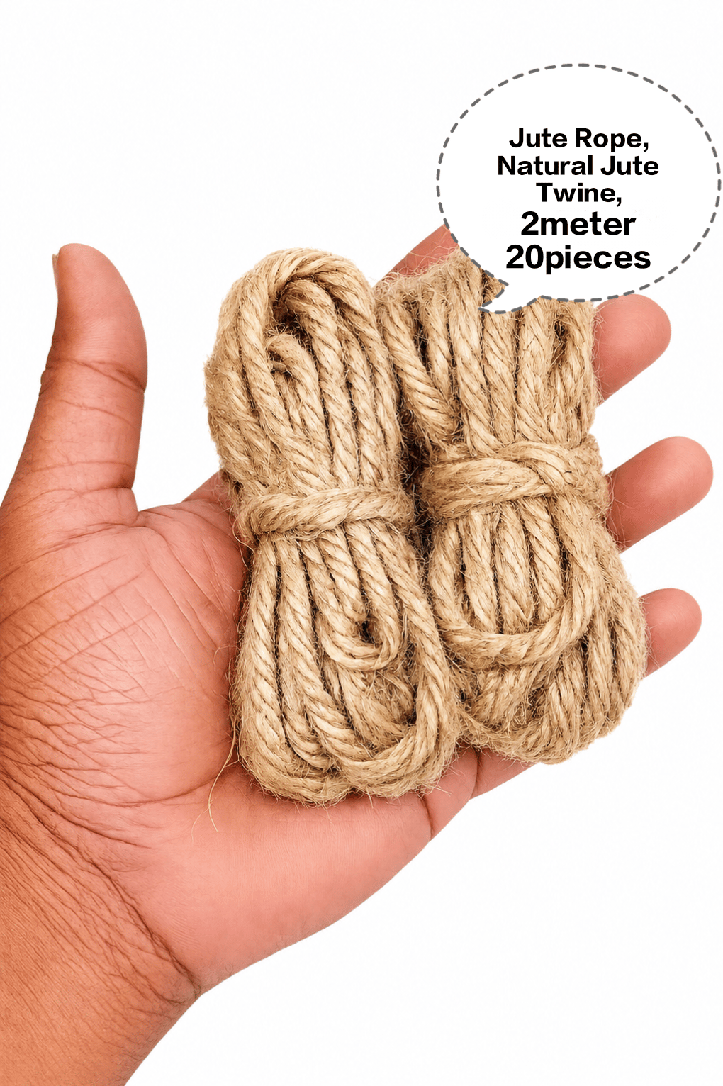 Jute Rope, Natural Jute Rope, Multipurpose Jute Rope, Twisted Jute Rope, Eco-Friendly Jute Rope 2meter 20pieces 300gm
