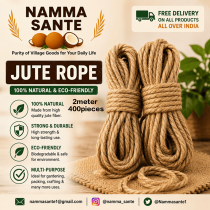 Jute Rope, Natural Jute Rope, Multipurpose Jute Rope, Twisted Jute Rope, Eco-Friendly Jute Rope 2meter 400pieces 6kg