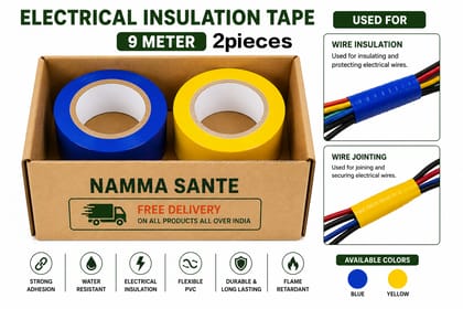 Electrical Insulation Tape, PVC Insulation Tape, Electrical Tape Roll, Wire Insulation Tape, PVC Electrical Tape 1Yellow+1Blue 2pieces 