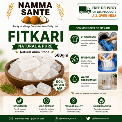 Fitkari, Alum Stone, Potash Alum, Phitkari, Crystal Alum 500gm