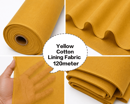 Yellow Cotton Lining Fabric, Yellow Cotton Inner Fabric, Yellow Cotton Astar Fabric, Yellow Cotton Lining Cloth, Yellow Cotton Garment Lining 120meter 