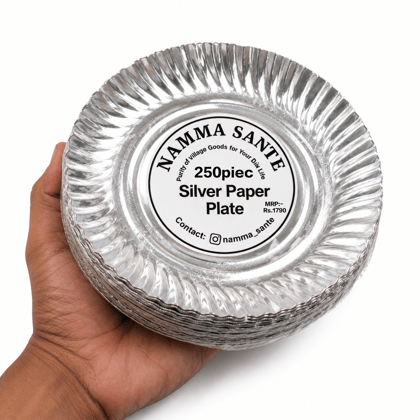 Silver Paper Plate, Silver Foil Paper Plate, Disposable Silver Paper Plate, Laminated Silver Paper Plate, Round Silver Paper Plate 250piece 