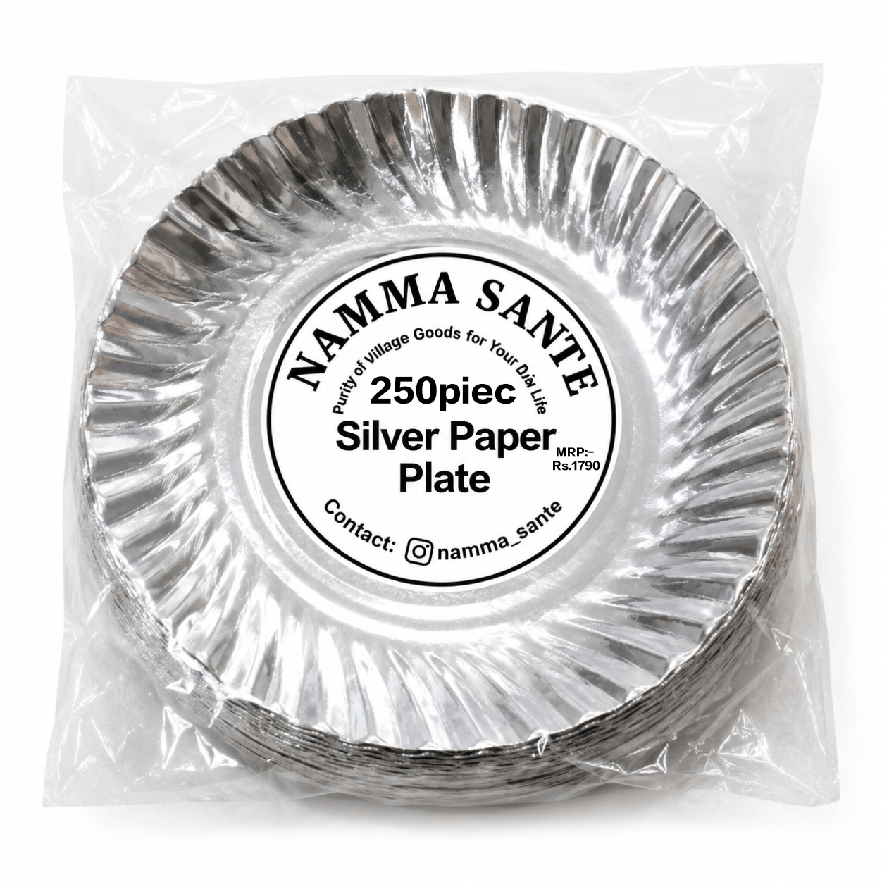 Silver Paper Plate, Silver Foil Paper Plate, Disposable Silver Paper Plate, Laminated Silver Paper Plate, Round Silver Paper Plate 250piece 