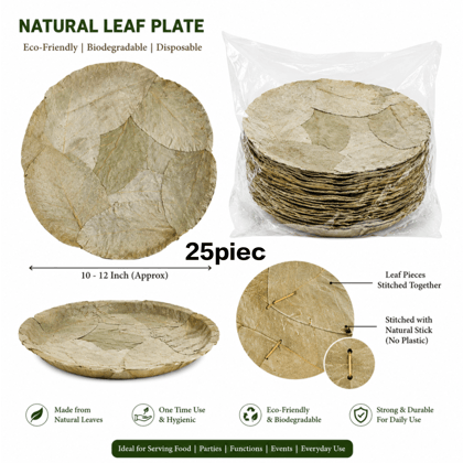 Natural Leaf Plate, Pattal Plate, Dona Pattal, Traditional Leaf Plate, Disposable Leaf Plate 25piec