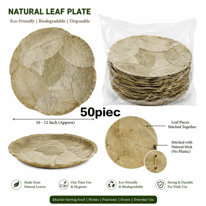 Natural Leaf Plate, Pattal Plate, Dona Pattal, Traditional Leaf Plate, Disposable Leaf Plate 50piec