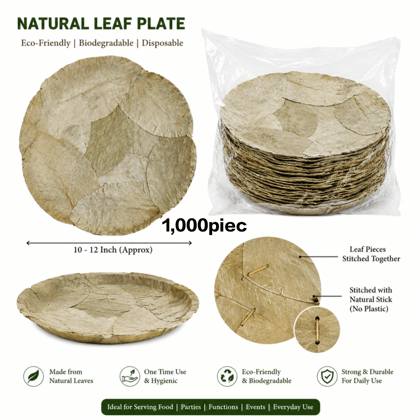 Natural Leaf Plate, Pattal Plate, Dona Pattal, Traditional Leaf Plate, Disposable Leaf Plate 1,000piec 