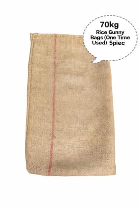 Rice Gunny Bag, Jute Rice Bag, Gunny Sack, Jute Storage Bag, Grain Storage Bag  (One Time Used) 70kg 5piec 