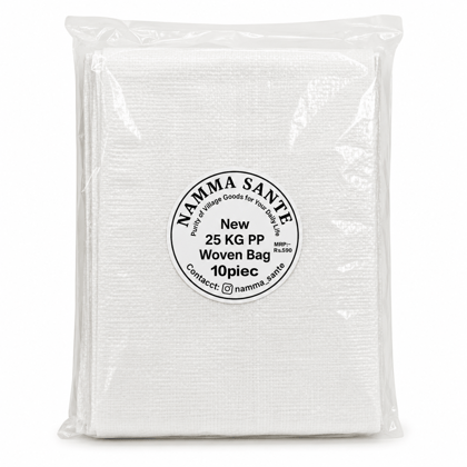 New 25 KG PP Woven Bag, 25 KG PP Woven Sack, 25 KG Rice Storage Bag, 25 KG Plastic Woven Bag, 25 KG Food Storage PP Bag 10piec 