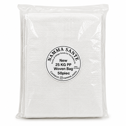 New 25 KG PP Woven Bag, 25 KG PP Woven Sack, 25 KG Rice Storage Bag, 25 KG Plastic Woven Bag, 25 KG Food Storage PP Bag 50piec 