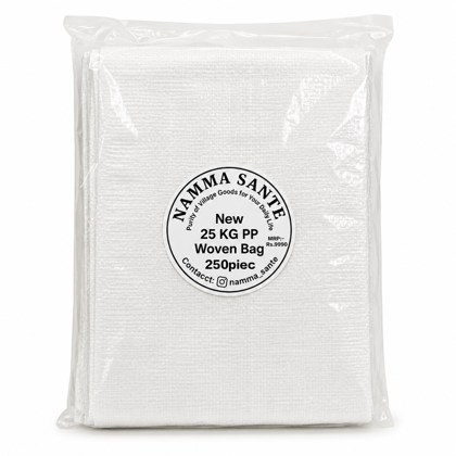 New 25 KG PP Woven Bag, 25 KG PP Woven Sack, 25 KG Rice Storage Bag, 25 KG Plastic Woven Bag, 25 KG Food Storage PP Bag 250piec 