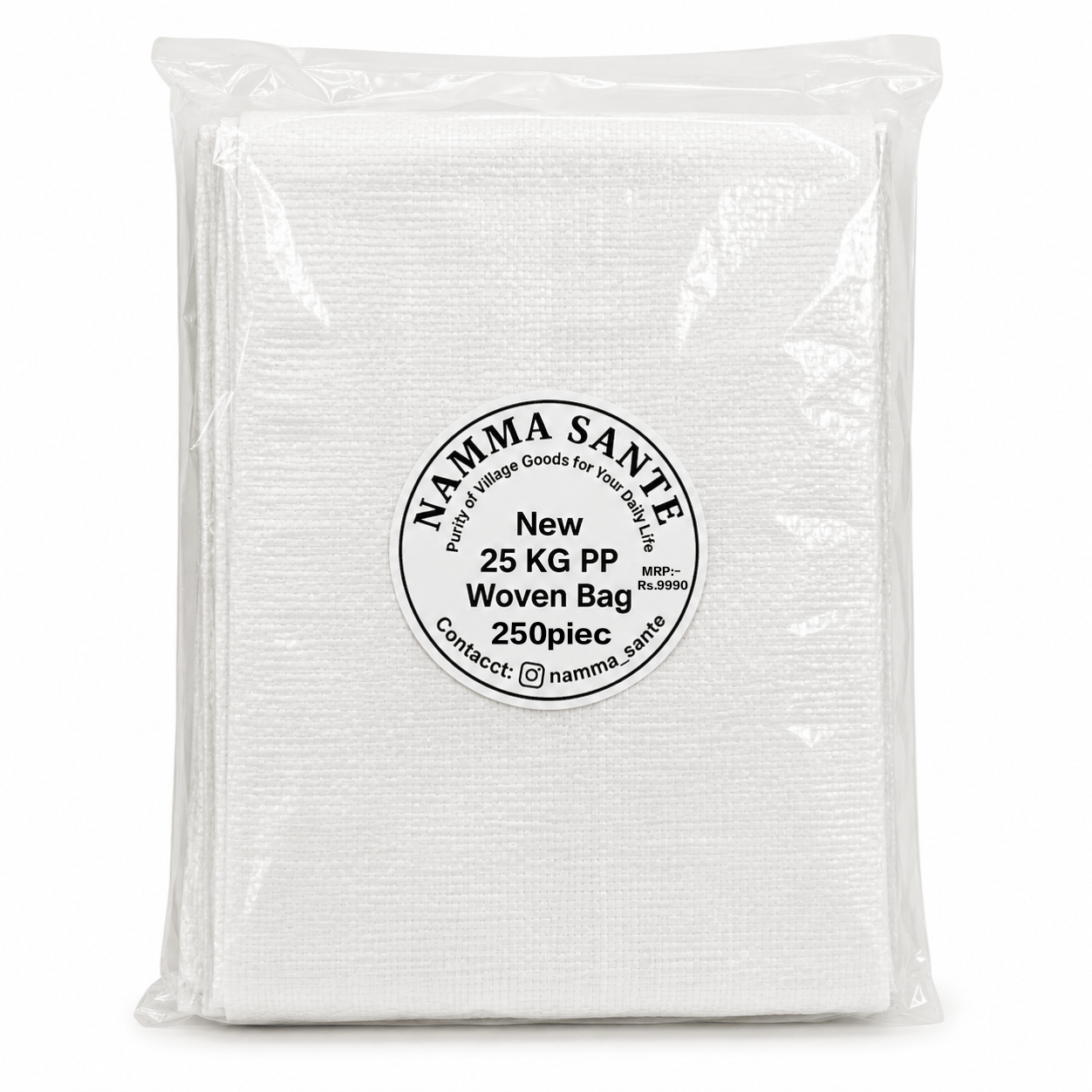 New 25 KG PP Woven Bag, 25 KG PP Woven Sack, 25 KG Rice Storage Bag, 25 KG Plastic Woven Bag, 25 KG Food Storage PP Bag 250piec