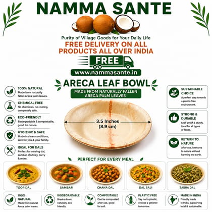 Areca Leaf Bowl (3.5 Inches), Palm Leaf Bowl (3.5 Inches), Disposable Areca Bowl (3.5 Inches), Natural Leaf Bowl (3.5 Inches), Eco-Friendly Areca Bowl (3.5 Inches)