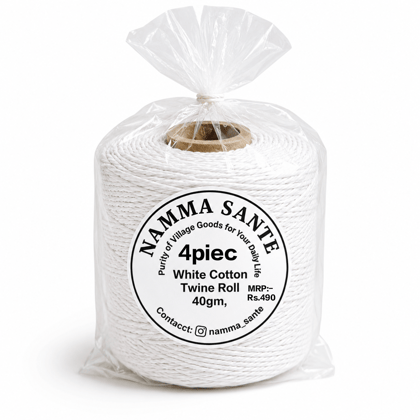 White Cotton Twine Roll 40gm, White Cotton Twisted Thread Roll 40gm, White Cotton Cord Roll 40gm, White Cotton Packing Twine 40gm, White Cotton Utility Twine 40gm