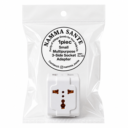 Small Multipurpose 3-Side Socket Adapter | Small 3-Side Universal Socket Adapter | Mini Multipurpose Socket Adapter | 3-Way Socket Adapter | Universal Multi Plug Adapter