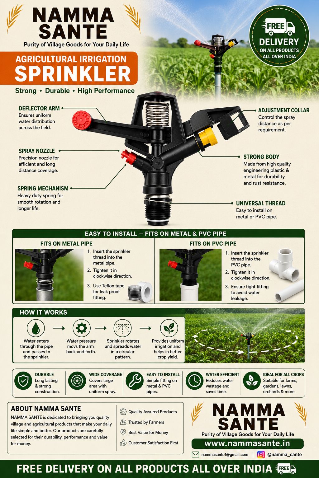 Agricultural Irrigation Sprinkler | Impact Sprinkler | Farm Irrigation Sprinkler | Rotary Irrigation Sprinkler | Water Sprinkler