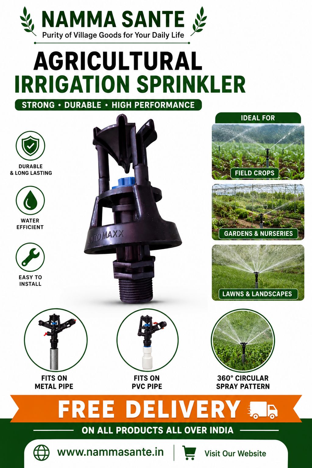 Agricultural Irrigation Sprinkler | Impact Sprinkler | Farm Irrigation Sprinkler | Rotary Irrigation Sprinkler | Water Sprinkler