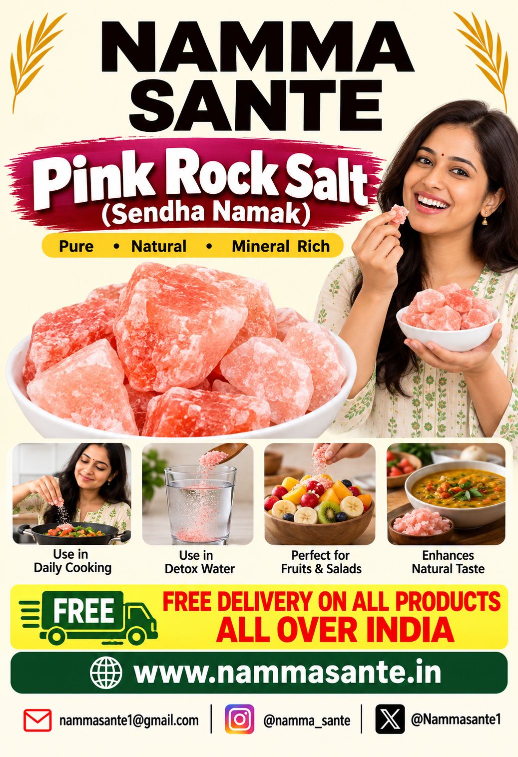 Pink Rock Salt | Gulabi Sendha Namak | Pink Salt | Himalayan Pink Salt | Pink Sendha Namak