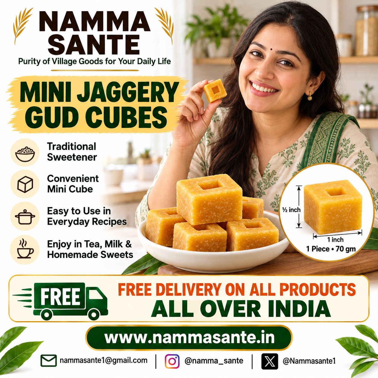 Mini Jaggery, Gud Cubes, Jaggery Bites, Bella Cubes, Gurh Pieces 750gm