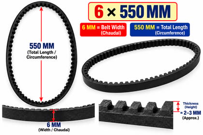 6×550mm Sewing Machine Motor Rubber Toothed Belt 