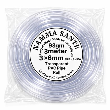 3×6mm Transparent PVC Pipe Roll, 93gm 3meter 