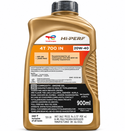 TotalEnergies Hi-Perf 4T 700 IN 20W-40 900ml