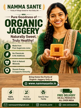 Organic Jaggery, Gur, Bella, Sharkara, Chakkarai 240gm