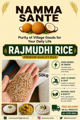 Rajmudhi Rice, Rajmudi Rice, Rajamudi Rice, Traditional Red Rice, Heritage Rice 50kg
