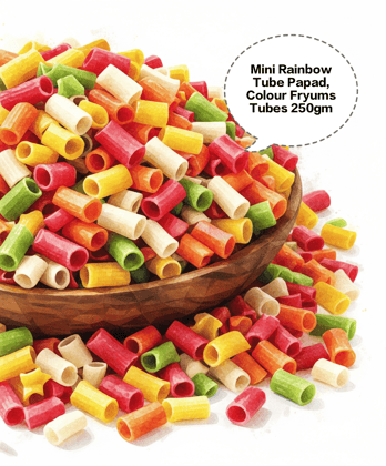 Mini Rainbow Tube Papad, Colour Fryums Tubes, Multi Colour Papad Fryums, Party Mix Tube Papad, Kids Special Rainbow Fryums 250gm