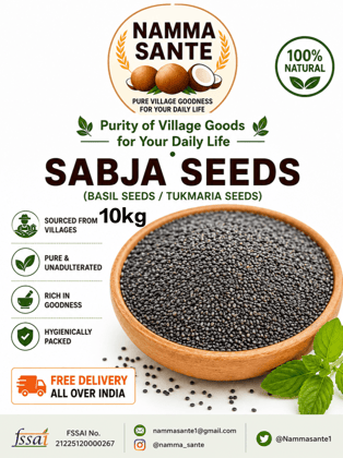 Sabja Seeds, Basil Seeds, Tukmaria Seeds, Falooda Seeds, Sweet Basil Seeds 10kg