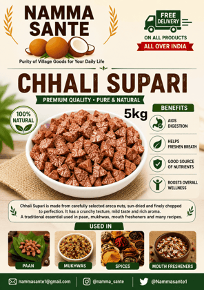 Chhali Supari, Chali Supari, Betel Nut Chunks, Cut Supari, Areca Nut Pieces 5kg