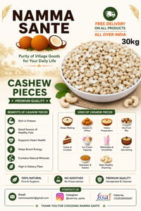 Cashew Pieces, Kaju Tukda, Broken Cashew Nuts, Cashew Bits, Kaju Pieces 30kg