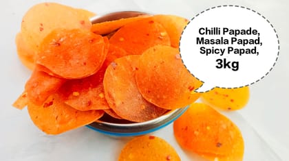 Chilli Papade, Masala Papad, Spicy Papad, Red Chilli Papad, Mirchi Papad 3kg