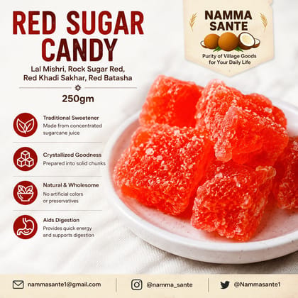 Red Sugar Candy, Lal Mishri, Rock Sugar Red, Red Khadi Sakhar, Red Batasha 250gm