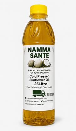 Cold Press Sunflower Oil, Cold Pressed Sunflower Oil, Wood Pressed Sunflower Oil, Virgin Sunflower Oil, Natural Sunflower Cooking Oil 25Litre